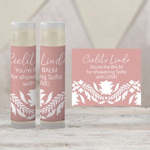 Pink Cielito Lindo Favor | Lip Balm Favors | Mexican Baby Shower Favor | Girl Baptism Chapstick | Papel Picado Party Favor, 4001