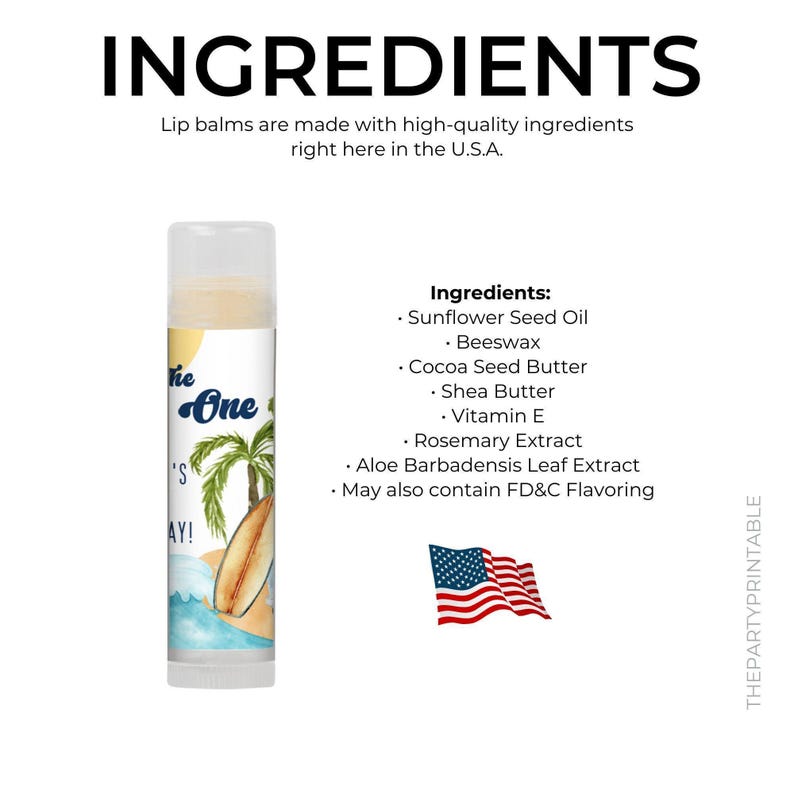 The Big One First Birthday Favor Lip Balm Surf Beach Theme image 6
