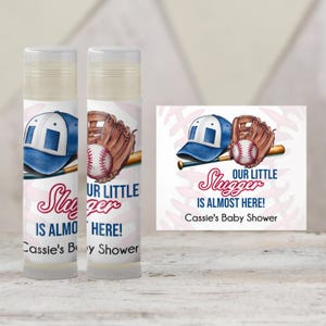 Printable Baseball Baby Shower Favor Lip Balm TEMPLATE | Little Slugger Theme Printable Boy Rookie or MVP Party Thank You Favor, 2201