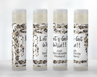 Let's Get Wild Bachelorette: Personalized Handmade Leopard Lip Balm Favors - Jungle & Cheetah Print Bachelorette Party Chapstick [1227]