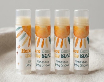 Sunshine Baby Shower Favors Lip Balm, Here Comes the Son Party Gifts