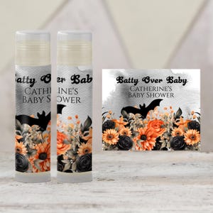 Printable Halloween Baby Shower Favors Chapstick TEMPLATE | Batty for Baby | Bat Baby Shower Keepsakes | October Baby Shower, 1426