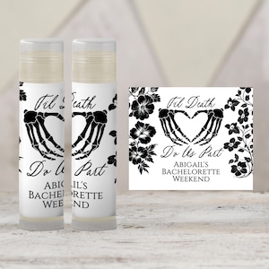 Halloween Wedding Lip Balm Favors, Til Death Do Us Part Chapstick, October Bachelorette Party Favor, Gothic Wedding Gift for Guests 4401