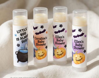 Little Boo is Almost Due Baby Shower Favors Lip Balm, Halloween Ghost Theme