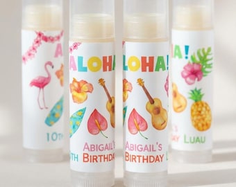 Hawaiian Party Favors Lip Balm Luau Birthday Aloha Chapstick