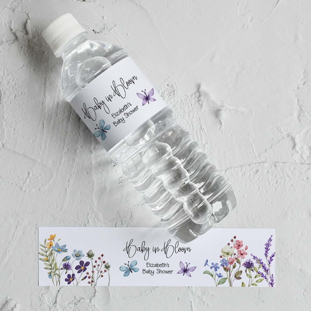 Modelo de etiqueta para garrafa de água Baby in Bloom | Lembrancinha ...