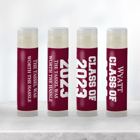 Burgundy Class of 2023 Graduation Party Favors Lip Balm, High School