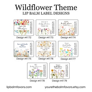 Wild Flowers Party Favors: Personalized Handmade Lip Balm Floral Garden Theme Baby Shower, Bridal Shower Unique Chapstick Gift image 2