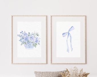 Coastal Granddaughter Vintage Aesthetic Wall Art Prints Bundle, Coastal Grandma Decor, Coastal Cowgirl Print, Coastal Dorm Room Decor, Blue