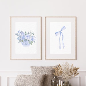 Küsten-Enkelin Vintage ästhetische Wand-Kunst-Drucke Bündel, Küsten-Oma-Dekor, Küsten-Cowgirl-Druck, Küsten-Wohnheim-Raum-Dekor, blau