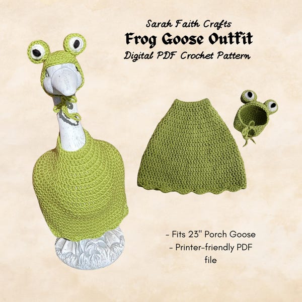 Frog Porch Goose Outfit Crochet Pattern, Digital PDF Pattern Download