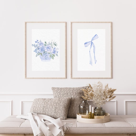 Coastal Granddaughter Vintage Aesthetic Wall Art Prints Bundle, Coastal Grandma Decor, Coastal Cowgirl Print, Coastal Dorm Room Decor, Blue