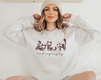 Radiography sweatshirt, x-ray cat sweatshirt, cat sweat shirt, x-ray cat pullover, radiology crewneck, x-ray tech gift, radiologist sweater