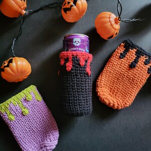 Creepy Cute Halloween Crochet PDF Pattern, Can Cozy, Reusable Can Sleeve, Spooky, Goth, Emo, Eco-Friendly, Printable PDF Crochet Pattern image 4