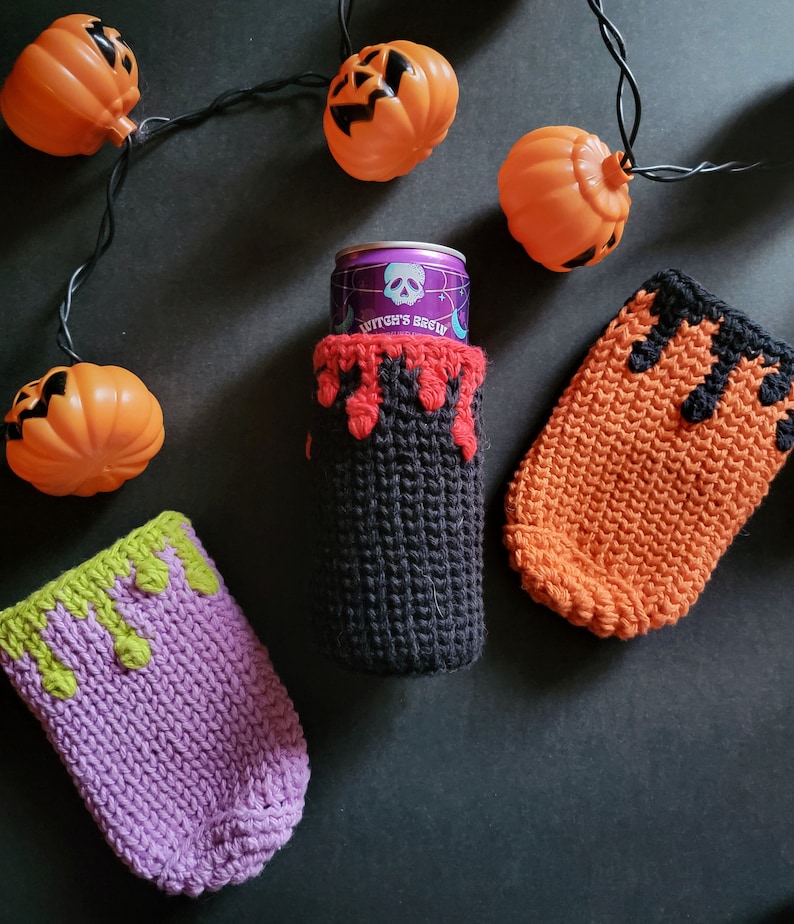 Creepy Cute Halloween Crochet PDF Pattern, Can Cozy, Reusable Can Sleeve, Spooky, Goth, Emo, Eco-Friendly, Printable PDF Crochet Pattern image 4