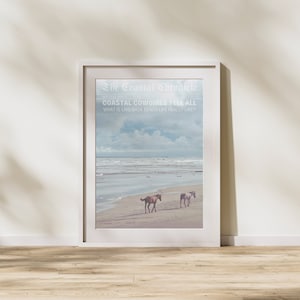 Blue Coastal Cowgirl Print, Coastal Cowgirl art print Printable Wall Art blue horse print coastal wall art beach horse print trendy print