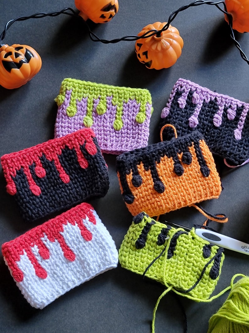 Griezelig schattig Halloween gehaakt PDF-patroon, Cup Cosy, Herbruikbare Cup Sleeve, Spooky, Goth, Emo, Eco-vriendelijk, Afdrukbaar PDF-haakpatroon afbeelding 4