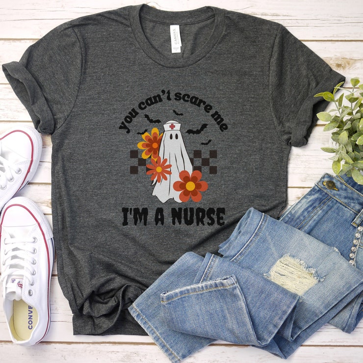 Cute Halloween Nurse Shirt, Halloween Nurse Tshirt, You Can'T Scare Me I'M A Nurse, Funny Nurse Tshirt, Spooky Nurse Shirt, Halloween Shirt