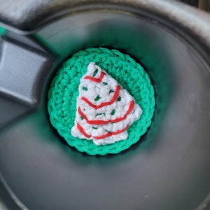 Digital Crochet car coaster crochet pattern, cup holder coaster, Christmas Tree Cake crochet car coaster, Xmas crochet, PDF pattern download image 4