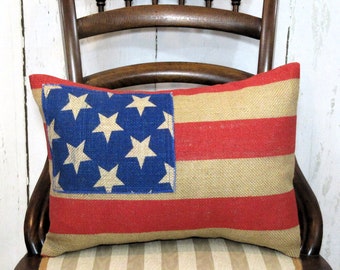 Flag pillow, 4th of July decorations, USA lumbar patriotic pillow, Ready To Ship, FREE SHIPPING!