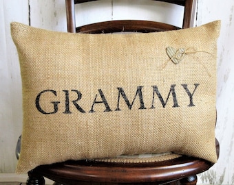 Grammy pillow, Gift for Grammy, Grammy present, Mother's day gift, burlap pillow, personalized pillow, FREE SHIPPING!