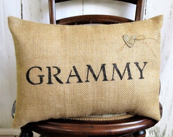 Grammy pillow, Gift for Grammy, Grammy present, Mother's day gift, burlap pillow, personalized pillow, FREE SHIPPING!