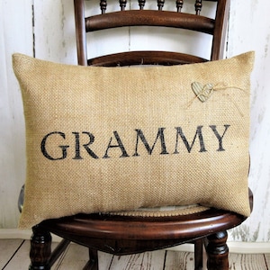 Grammy pillow, Gift for Grammy, Grammy present, Mother's day gift, burlap pillow, personalized pillow, FREE SHIPPING!