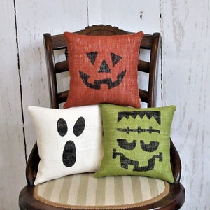 Halloween pillows pumpkin pillow Ghost pillow Frankenstein pillow burlap pillow Halloween decor Fall pillow sets FREE SHIPPING!