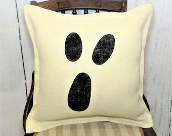 Ghost pillow, Halloween pillows, burlap pillow, Halloween decor,  FREE SHIPPING!
