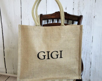 Personalized Burlap Tote Bag, Mother's Day Gift