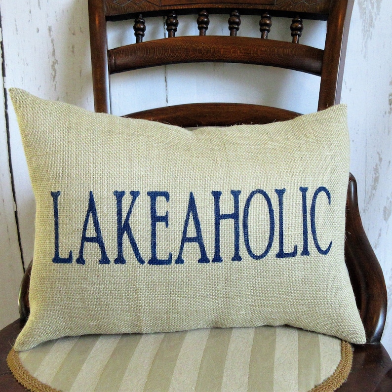 Lakeaholic Pillow Lake House Decorations Lake House Gift Etsy