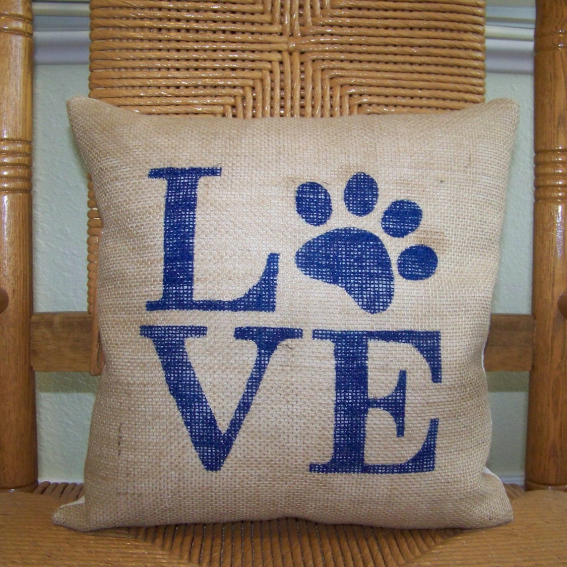 Puppy pillow Love paw print pillow cover Dog pillow Burlap Etsy