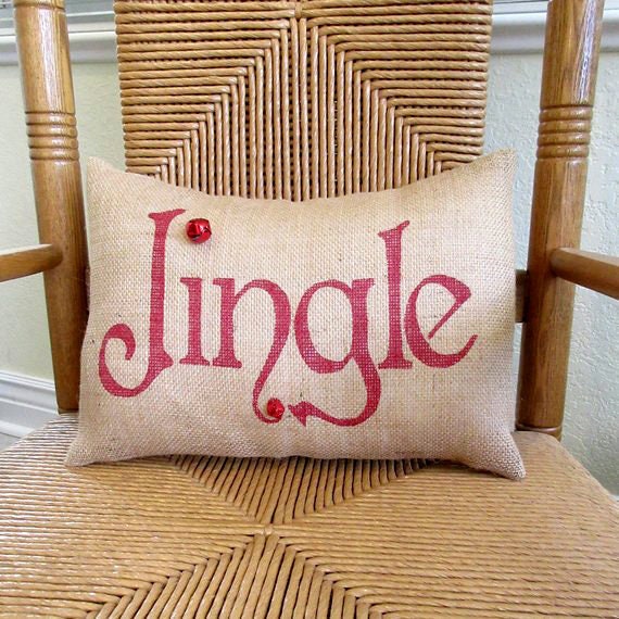 Jingle lumbar Pillow Christmas pillow burlap Pillow Christmas Etsy