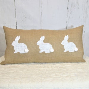Easter lumbar pillows, burlap Easter pillows, Bunny throw pillow, Easter decor,  FREE SHIPPING!