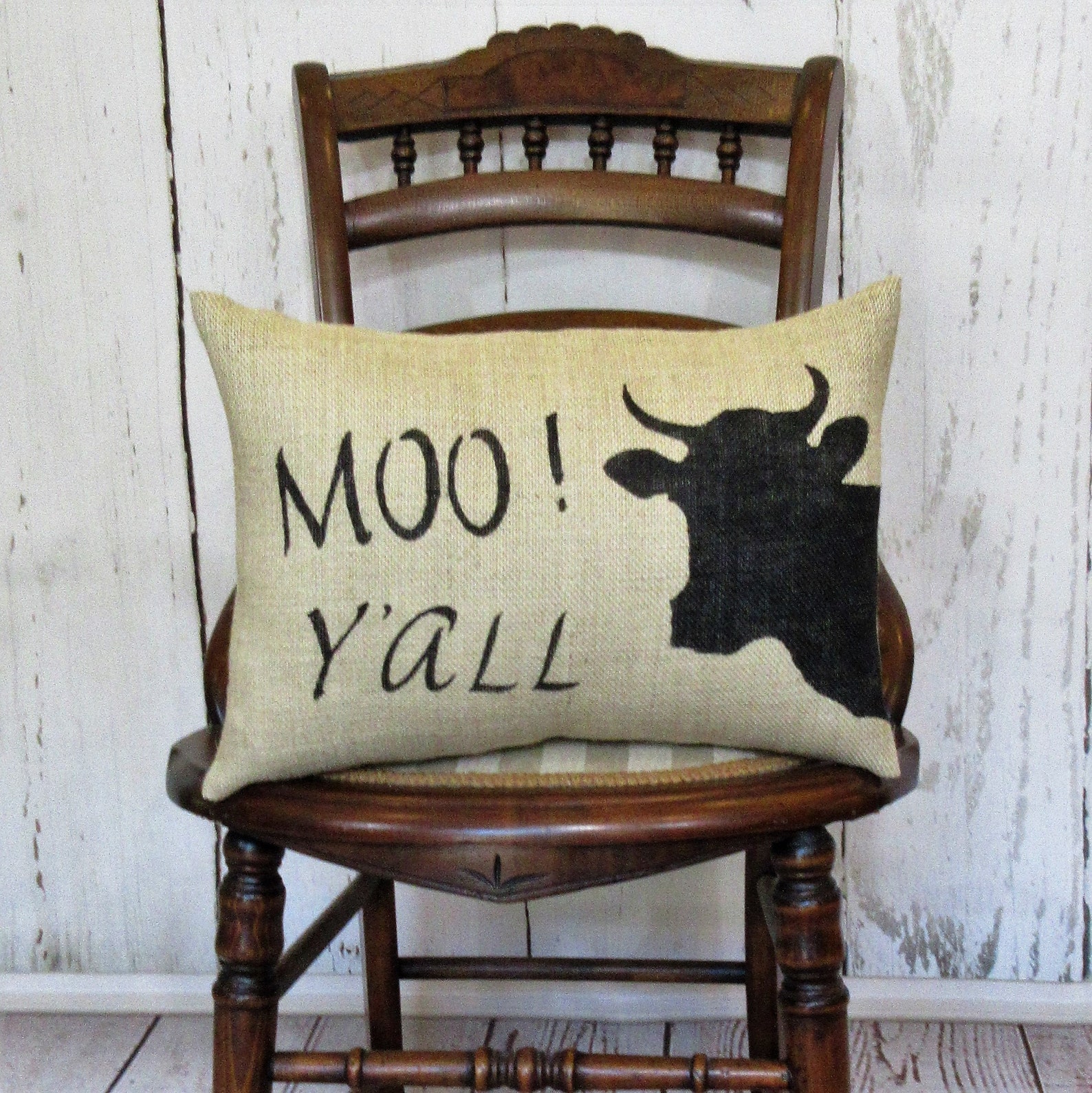 Cow pillow Moo Y'all Farmhouse pillow Farmhouse decor Etsy