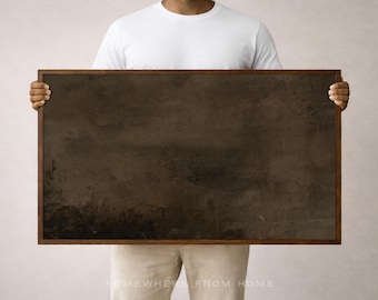 Oversized Abstract Brown Canvas Wall Art – Neutral Earthy Tones, Framed Painting