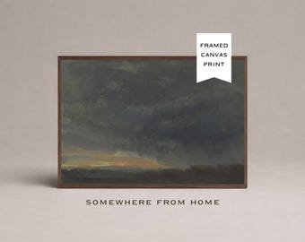Moody Landscape Canvas Print, Dark Stormy Sky, Solid Wood Frame