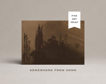Sepia Landscape Art, Moody Neutral Wall Art For Living Room, Misty Forest Mailed Print