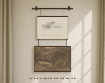 Set of Two Wall Art Prints, Vintage Sketch Art, Neutral Farmhouse Decor, Physical Print