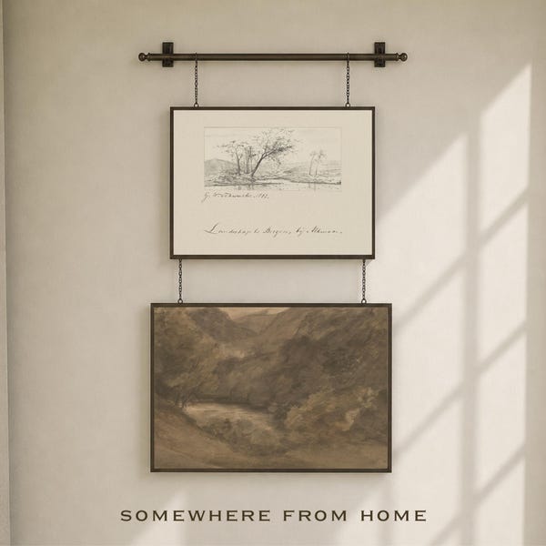 Set of Two Wall Art Prints, Vintage Sketch Art, Neutral Farmhouse Decor, Physical Print
