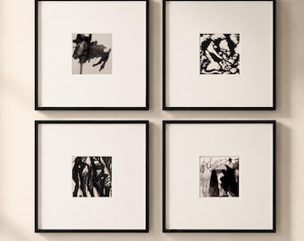 Modern Black and White Gallery Wall Set of 4 Art Prints, Neutral Wall Decor, Wall Art Bundle, Statement Art Prints