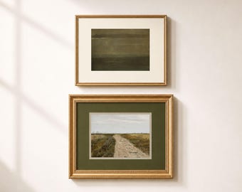 Set of 2 Green Landscape Wall Art , Modern Farmhouse Art Prints, Gallery Wall Set, Rustic Nature Decor, Printed and Shipped