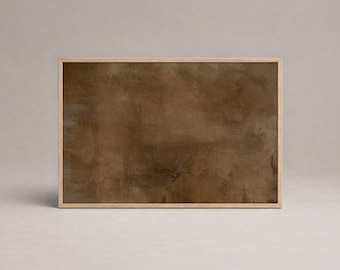 Framed Brown Abstract Canvas Art, Earthy Moody Minimalist Wall Decor