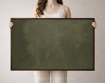 Oversized Framed Canvas Art Neutral Green Wall Art Minimal Abstract Painting