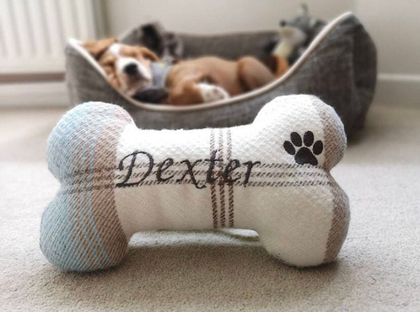 Personalised Dog Bone Toy/Pillow 12 colours available Etsy