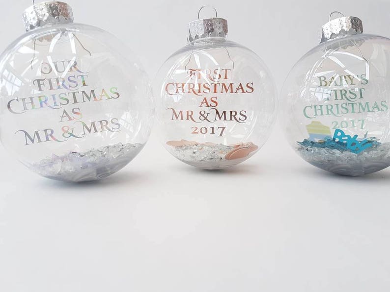 First Christmas as Mr & Mrs Housewarming gift Christmas decoration Rose gold writing Personalised Christmas Bauble Mr and Mrs image 4