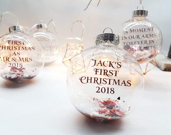 Baby's first Christmas Personalised bauble · new baby gift · Christmas 2020 · Foil decoration bauble · Personalised Christmas decoration ·