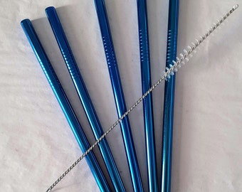Engraved Stainless Steel Cocktail Straws, Set of 5, Gin Gift