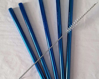 5 stainless steel cocktail straws, gin gift, vegan friendly, wedding favours, corporate event ideas, Free Engraving, personalised gift