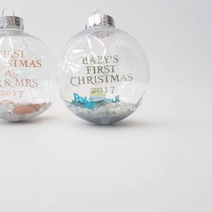 First Christmas as Mr & Mrs Housewarming gift Christmas decoration Rose gold writing Personalised Christmas Bauble Mr and Mrs image 3